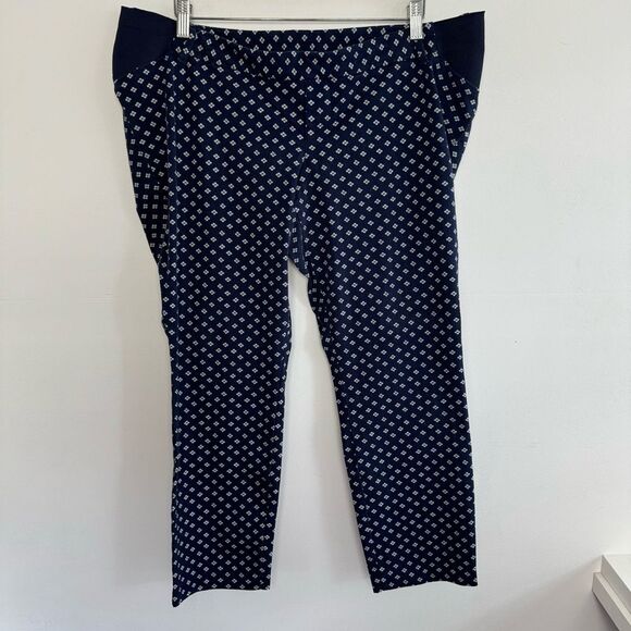 Old Navy Maternity Pixie Pants with Side Panel Navy Blue and White Size 16 - Picture 2 of 8